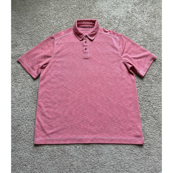 Johnston & Murphy Short Sleeve Collared Regular Fit Polo Shirt Red Men's Medium - Picture 1 of 7